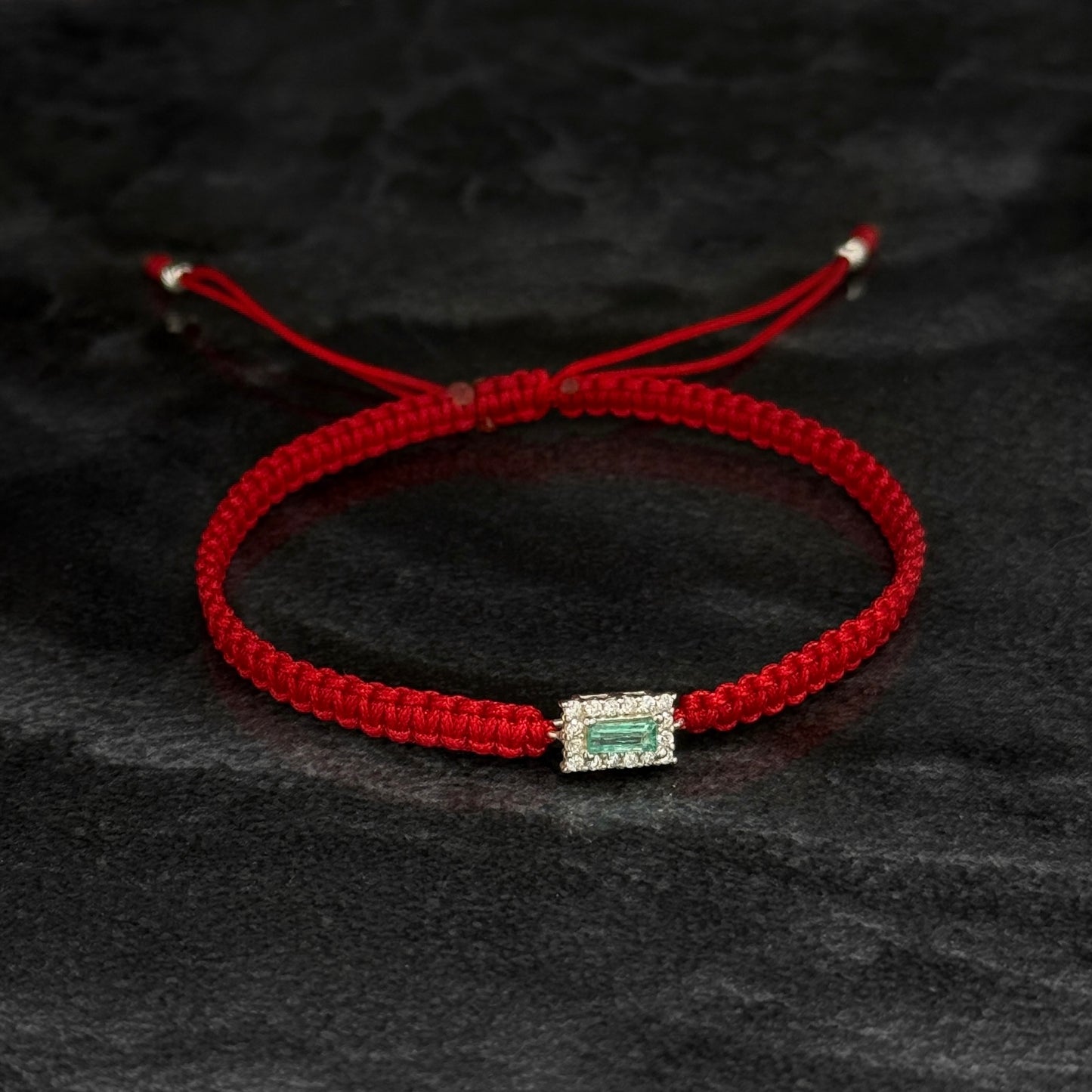 Pulsera Tejida / Esmeralda Colombiana / Plata 925