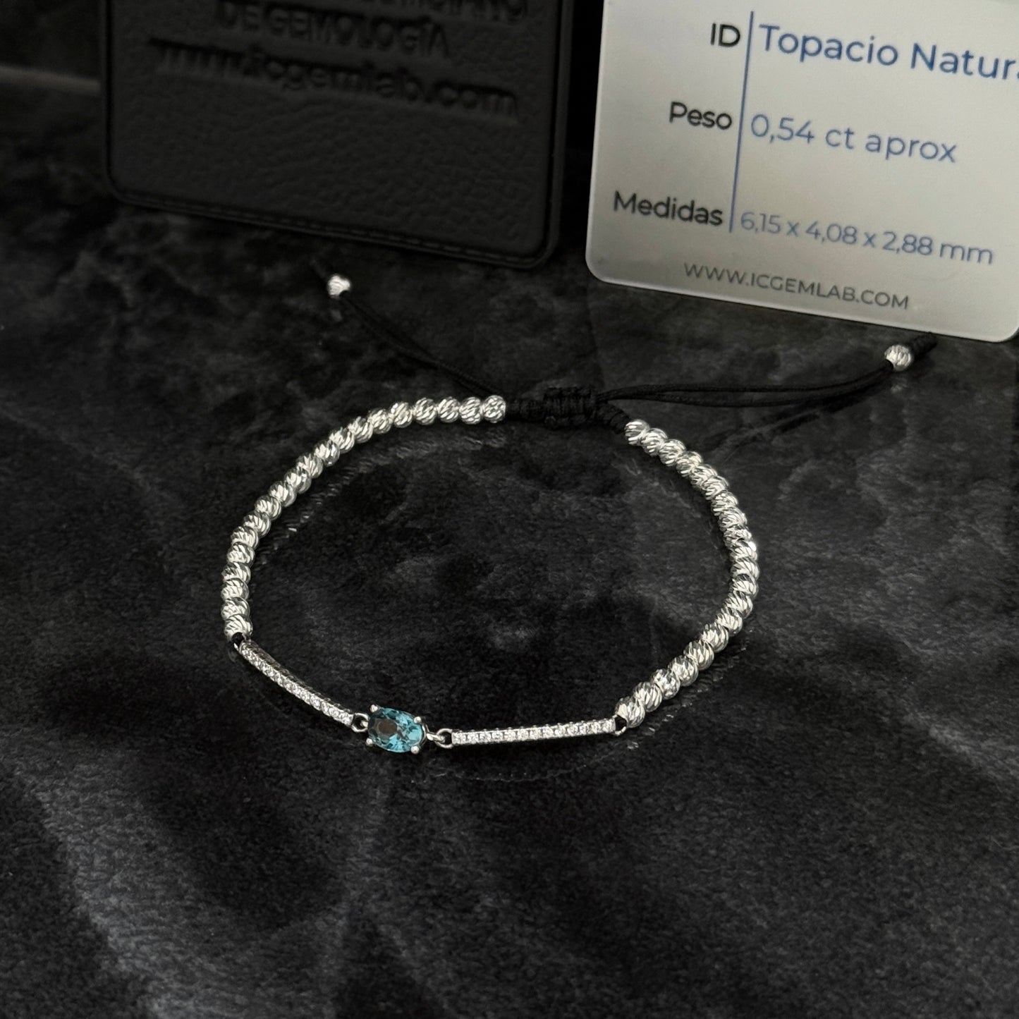 Pulsera Tejida / Topacio Certificado / Plata 925