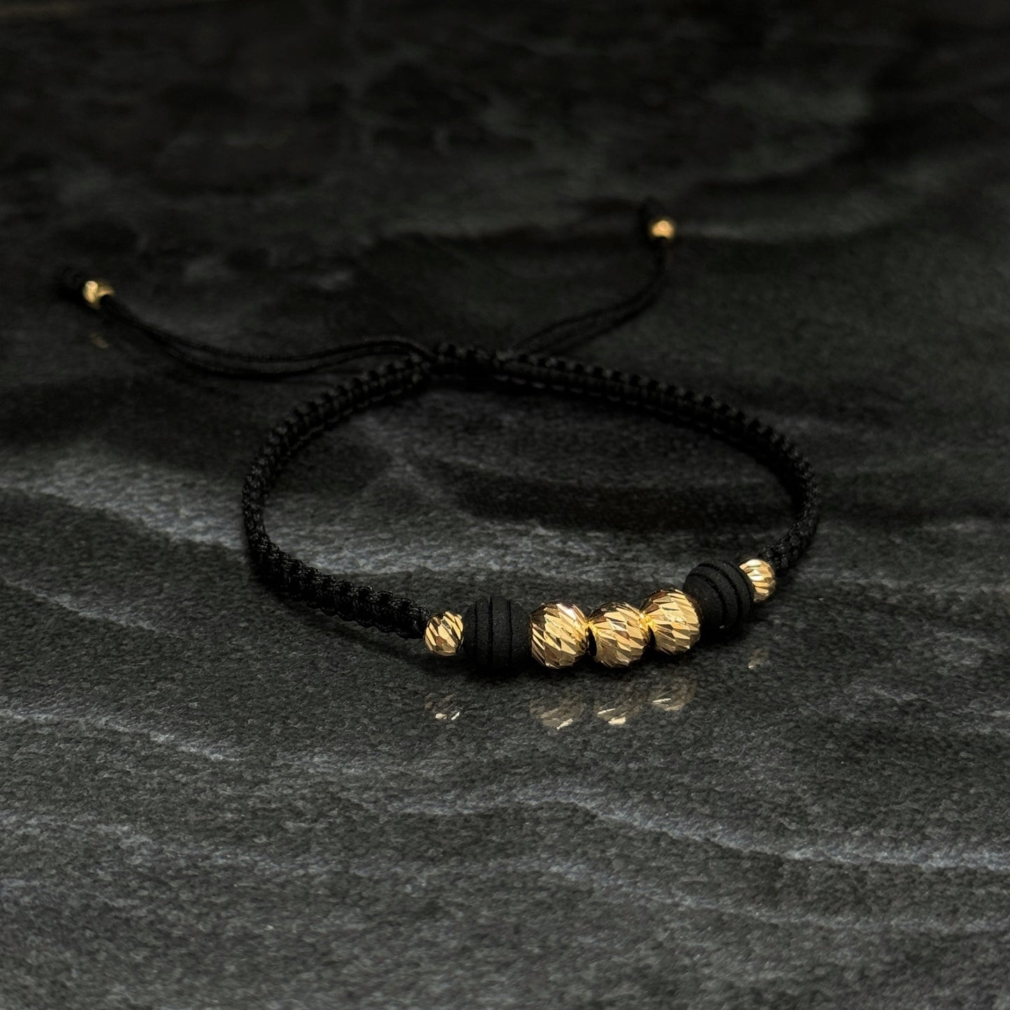 Woven Bracelet / 18K Gold Balls