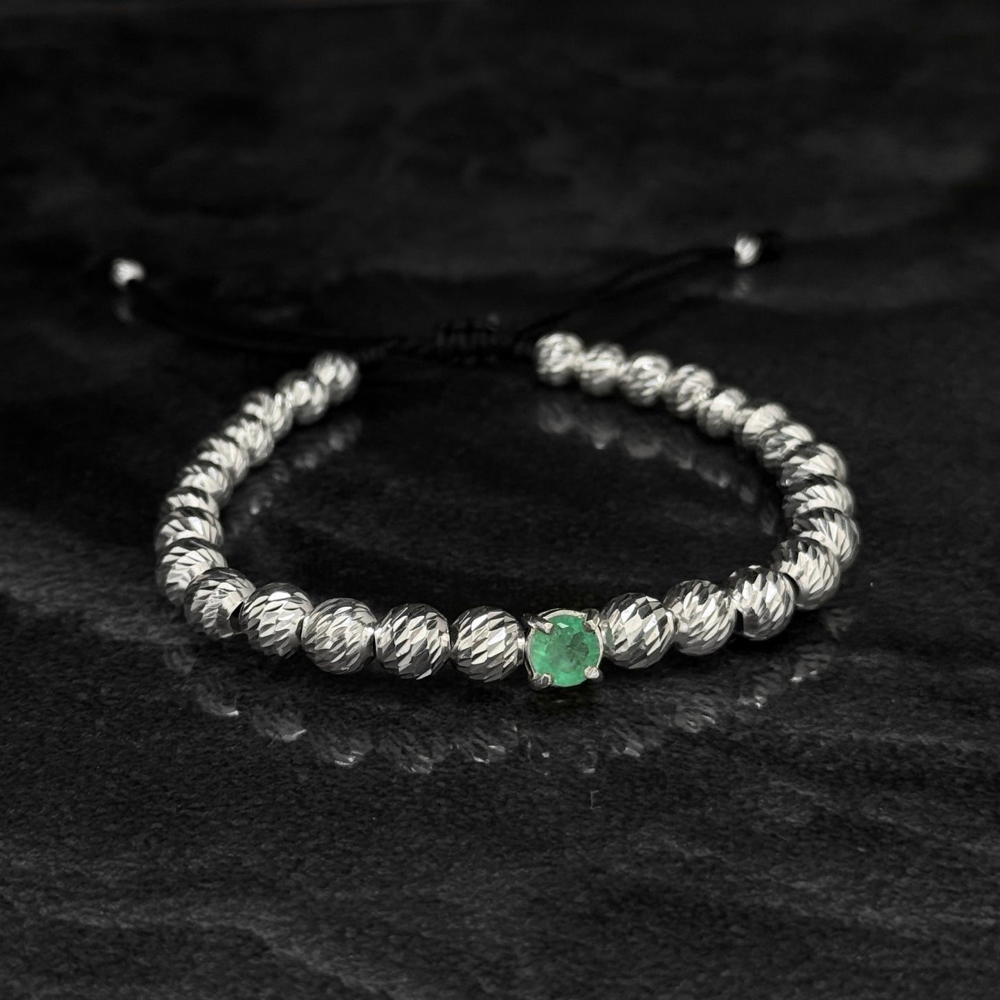 Pulsera Tejida / Esmeralda Colombiana / Plata 925