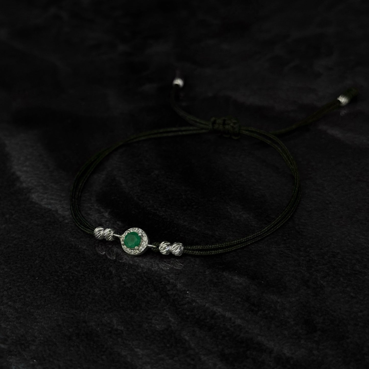 Pulsera Tejida / Esmeralda Colombiana / Plata 925