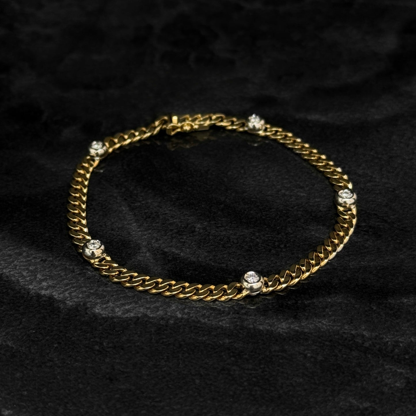 Pulsera Cubana Alta Joyería / Diamantes Naturales / Oro 18K