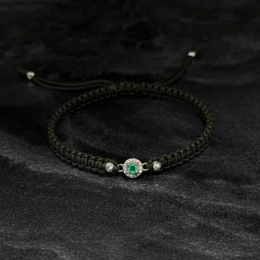 Pulsera Tejida / Esmeralda Colombiana / Plata 925