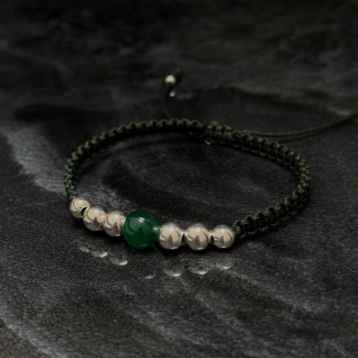 Woven Bracelet / Natural Stone / 925 Silver