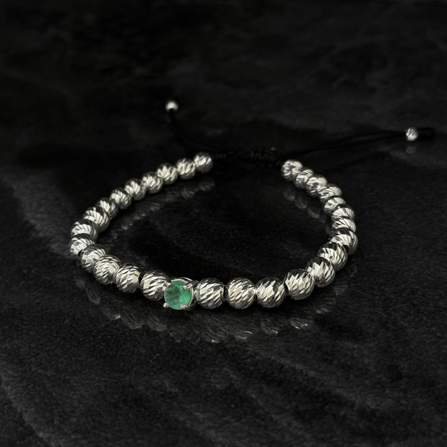 Pulsera Tejida / Esmeralda Colombiana / Plata 925