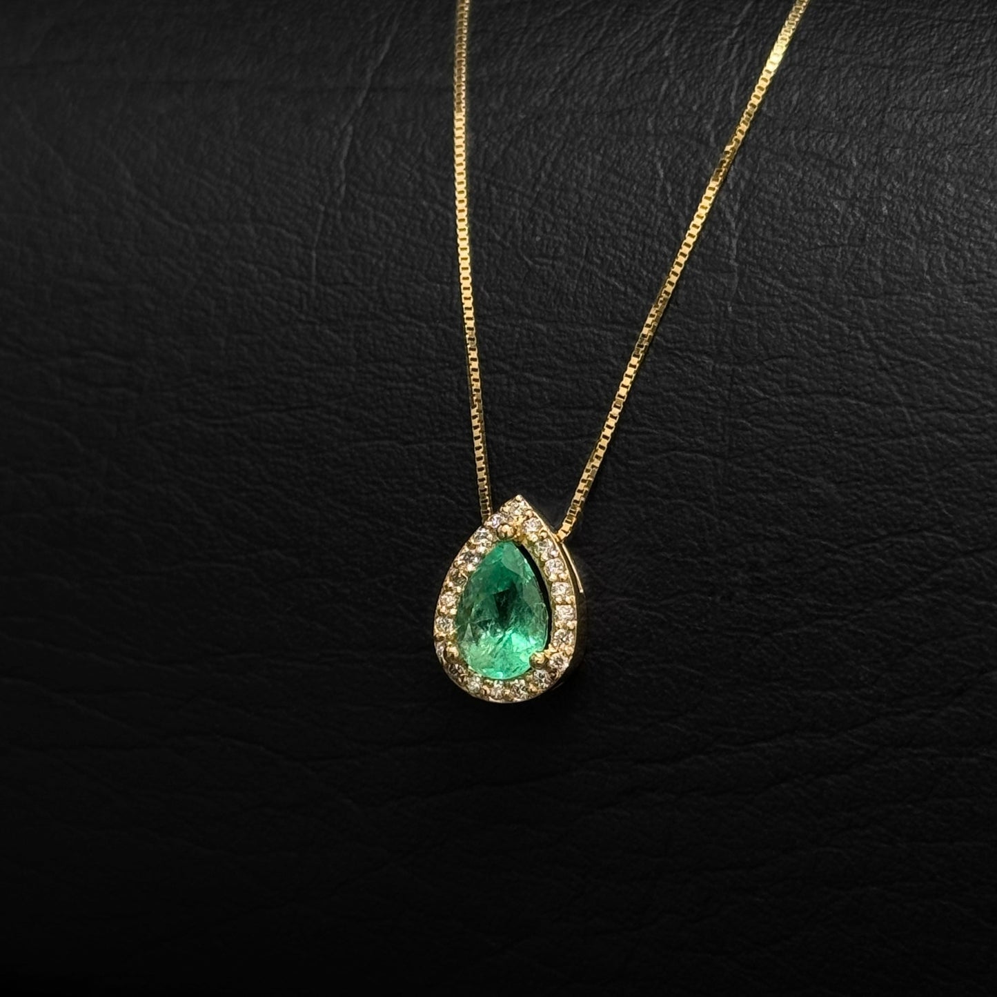 Set Alta Joyería / Cadena Veneciana / Dije Esmeralda & Diamantes Certificados / Oro 18K