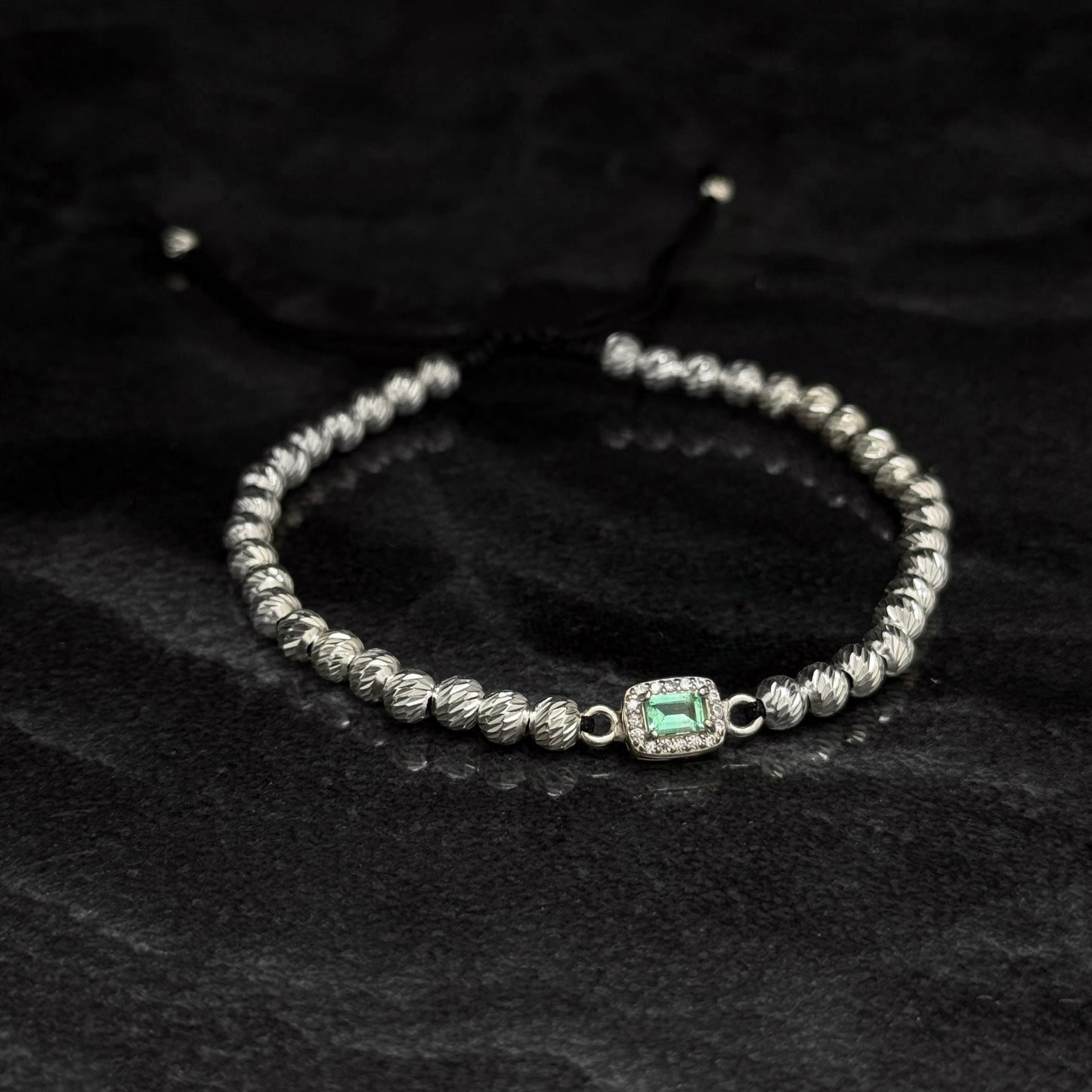 Pulsera Tejida / Esmeralda Colombiana / Plata 925