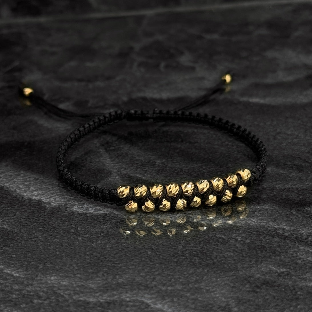 Pulsera Tejida de Lujo / Balines Oro 18K