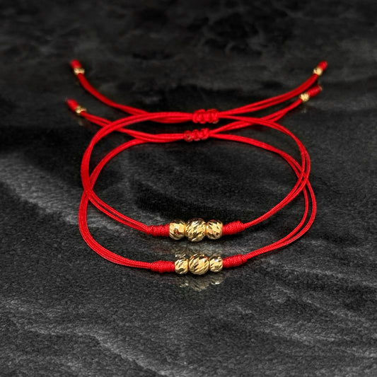 Duo Woven Bracelets / 18K Gold Balls