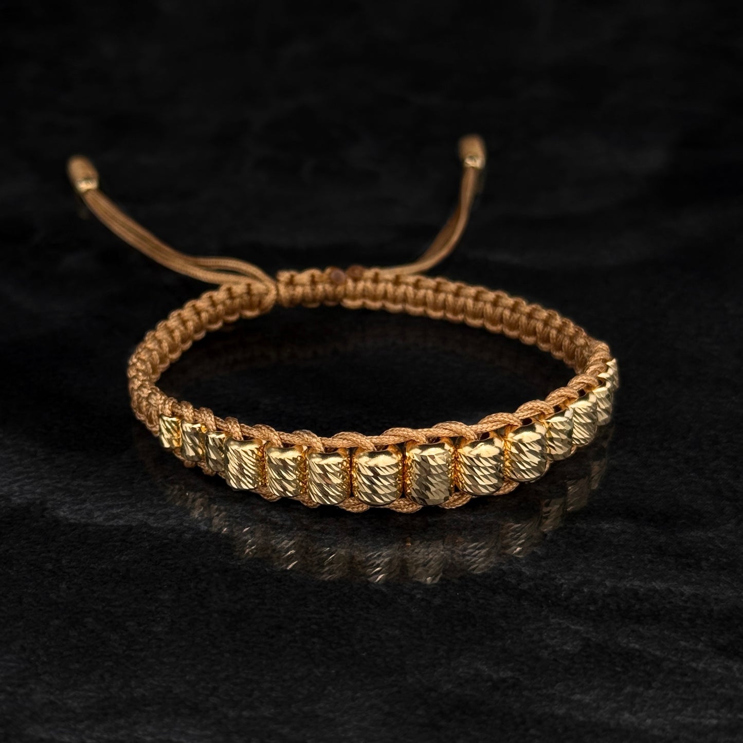 Pulsera Tejida Exclusiva / Cilindros Oro 18K