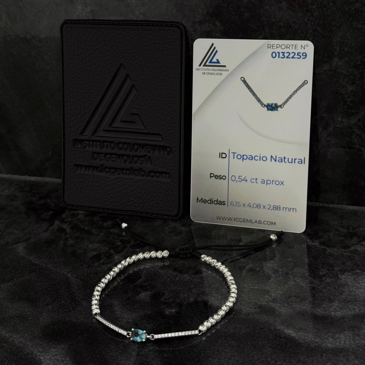 Pulsera Tejida / Topacio Certificado / Plata 925