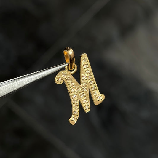 Initial “M” Pendant / Diamonds / 18K Gold