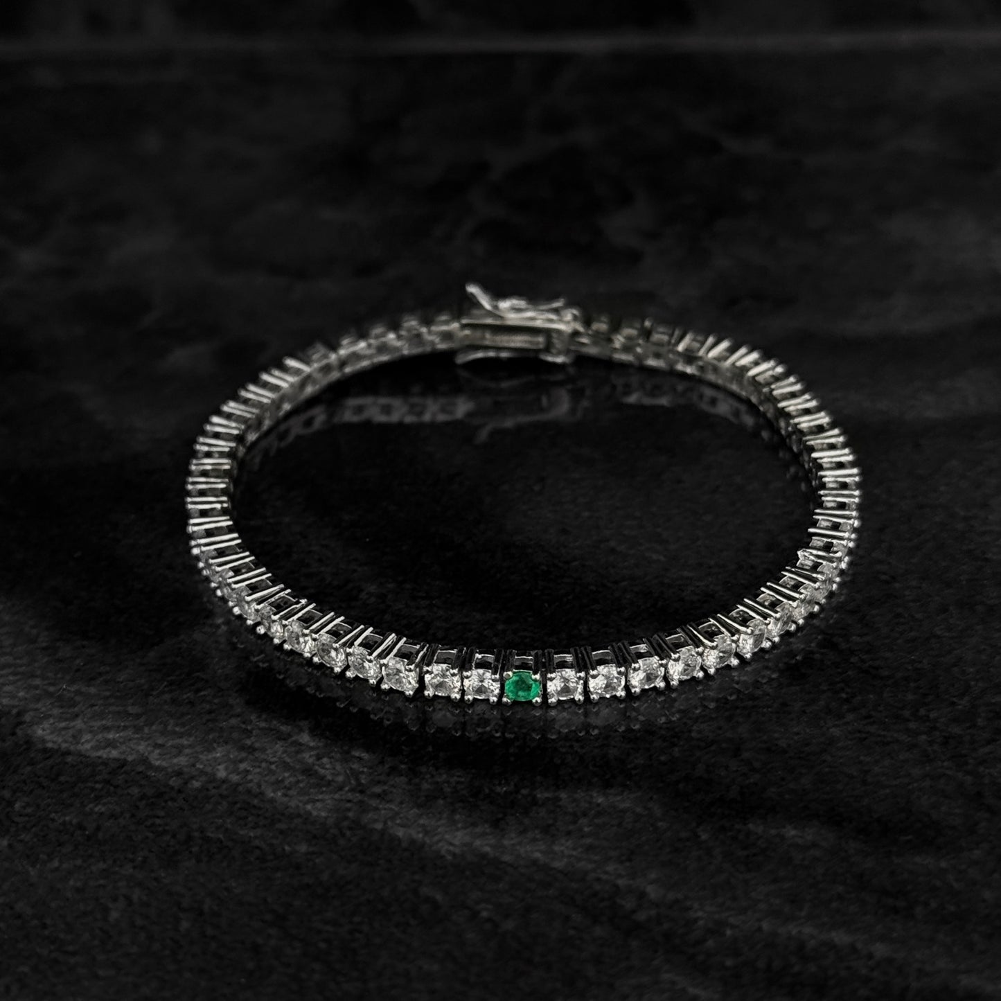 Pulsera Tenis 18cm x 3mm / Esmeralda Colombiana / Circones / Plata 925