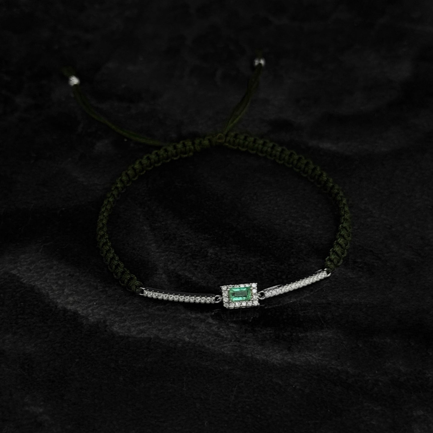 Pulsera Tejida Exclusiva / Esmeralda Colombiana / Plata 925