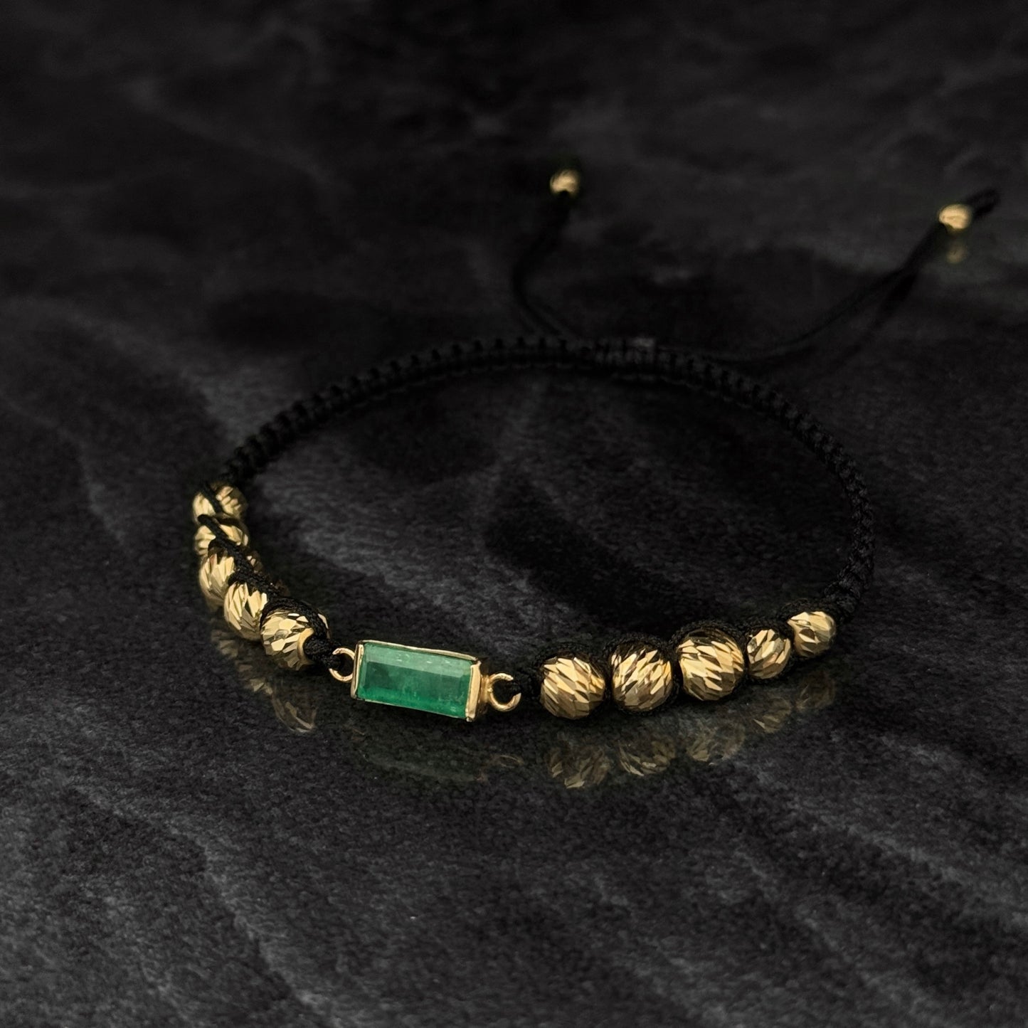 Pulsera Tejida Exclusiva / Esmeralda / Oro 18K