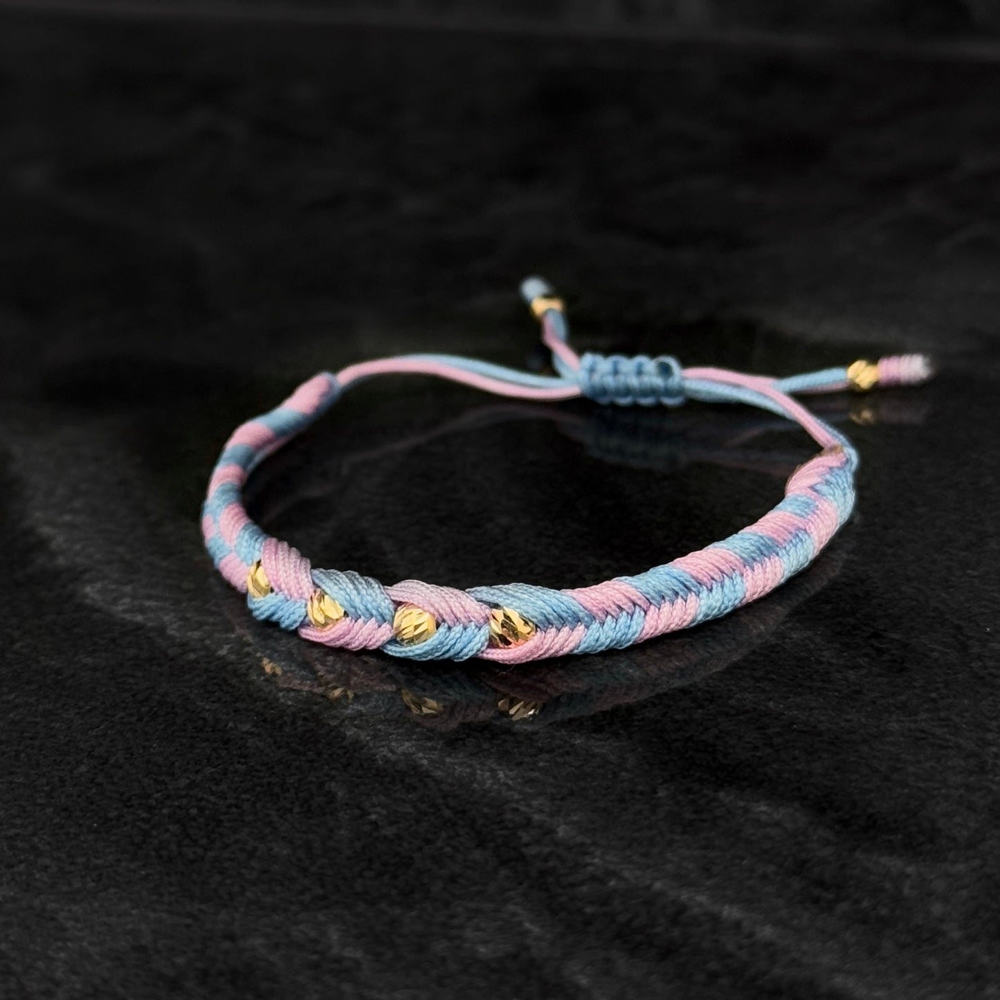 Double Woven Bracelet / 18K Gold Balls