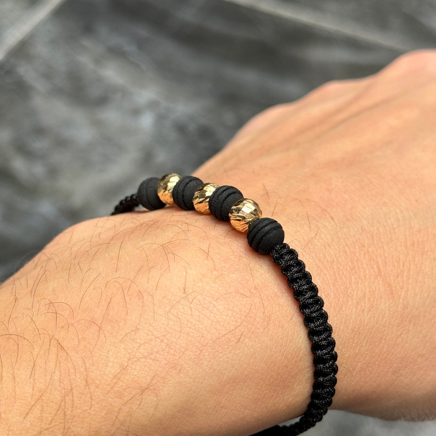 Woven Bracelet / 18K Gold Balls