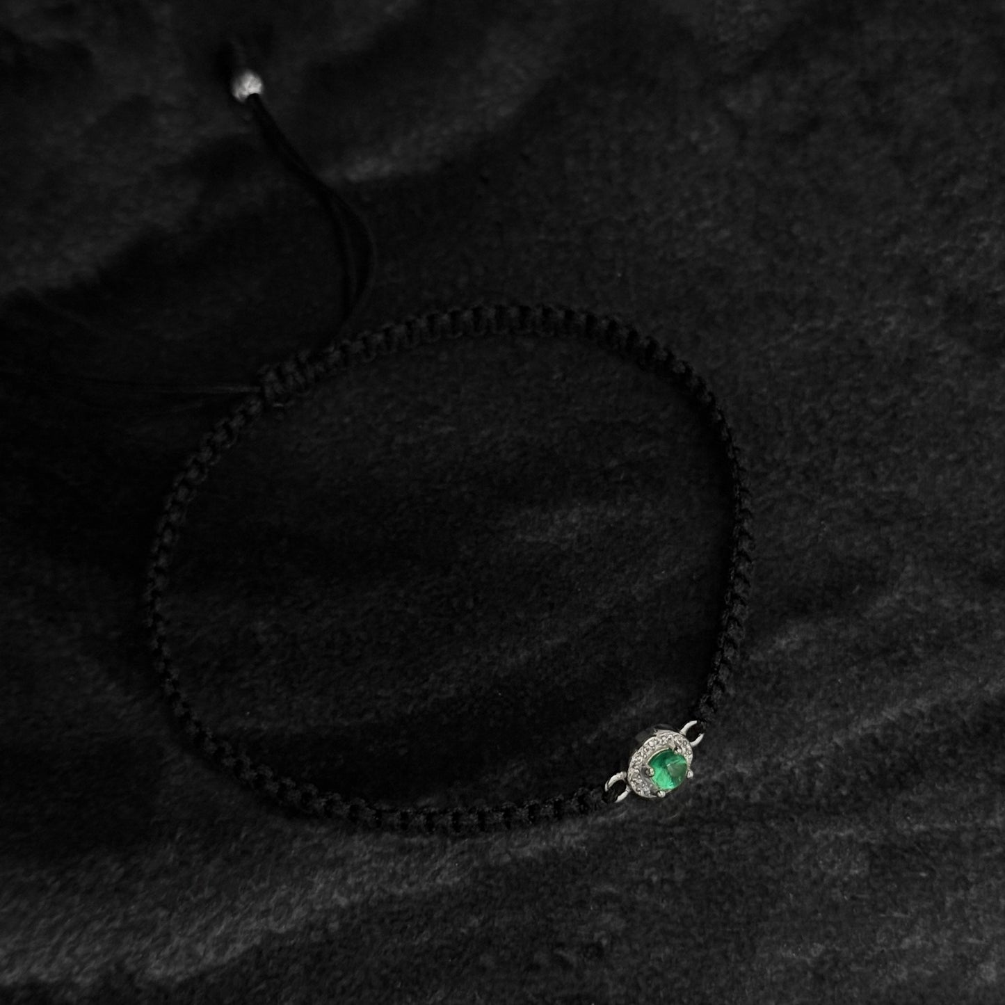 Pulsera Tejida / Esmeralda Colombiana / Plata 925