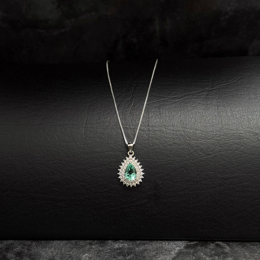Venetian Chain / Emerald Pendant / 925 Silver
