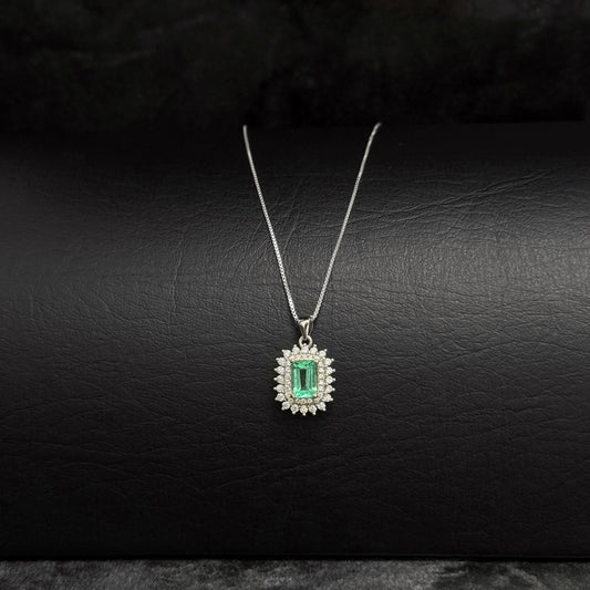 Venetian Chain / Emerald Pendant / 925 Silver