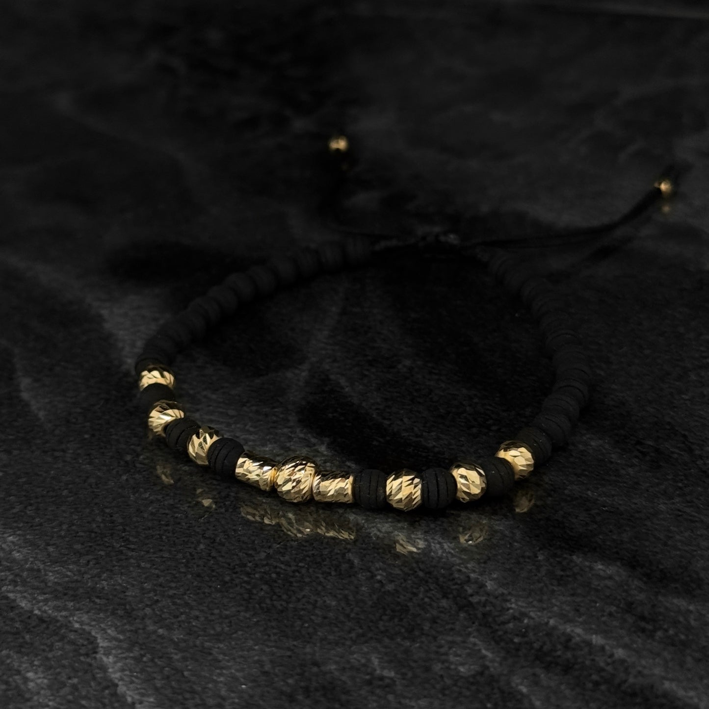 Pulsera Tejida Exclusiva / Cilindros & Balines Oro 18K