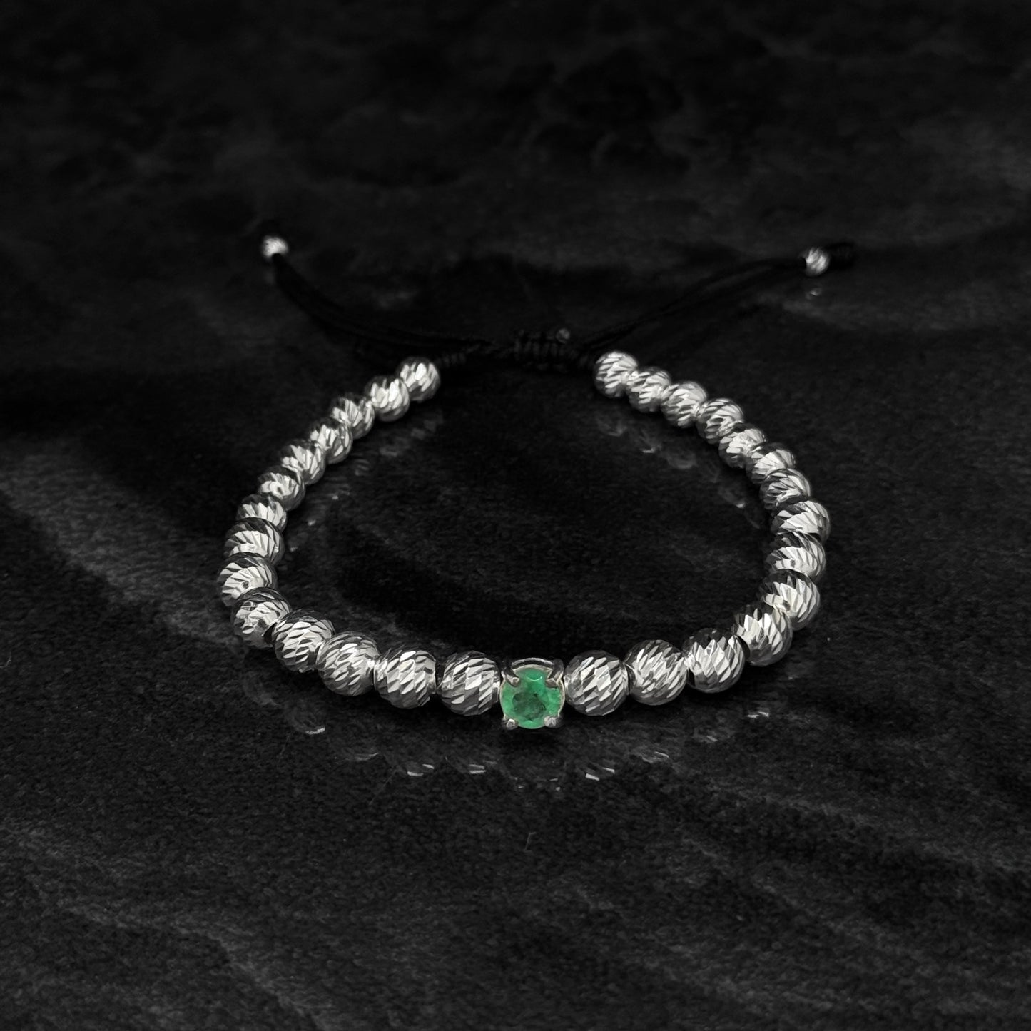 Pulsera Tejida / Esmeralda Colombiana / Plata 925