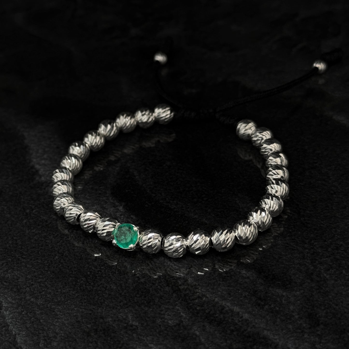 Pulsera Tejida / Esmeralda Colombiana / Plata 925