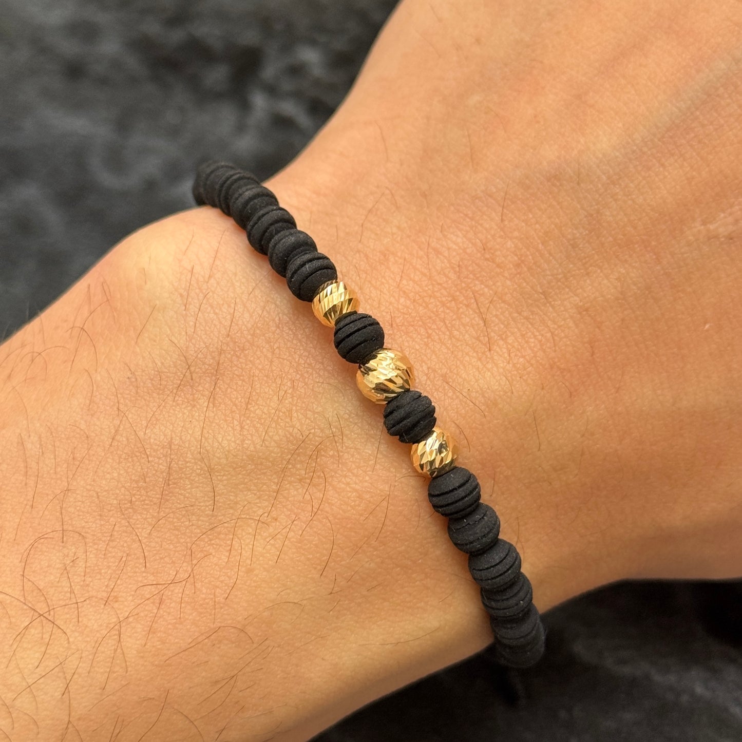 Pulsera Tejida / Balines Oro 18K