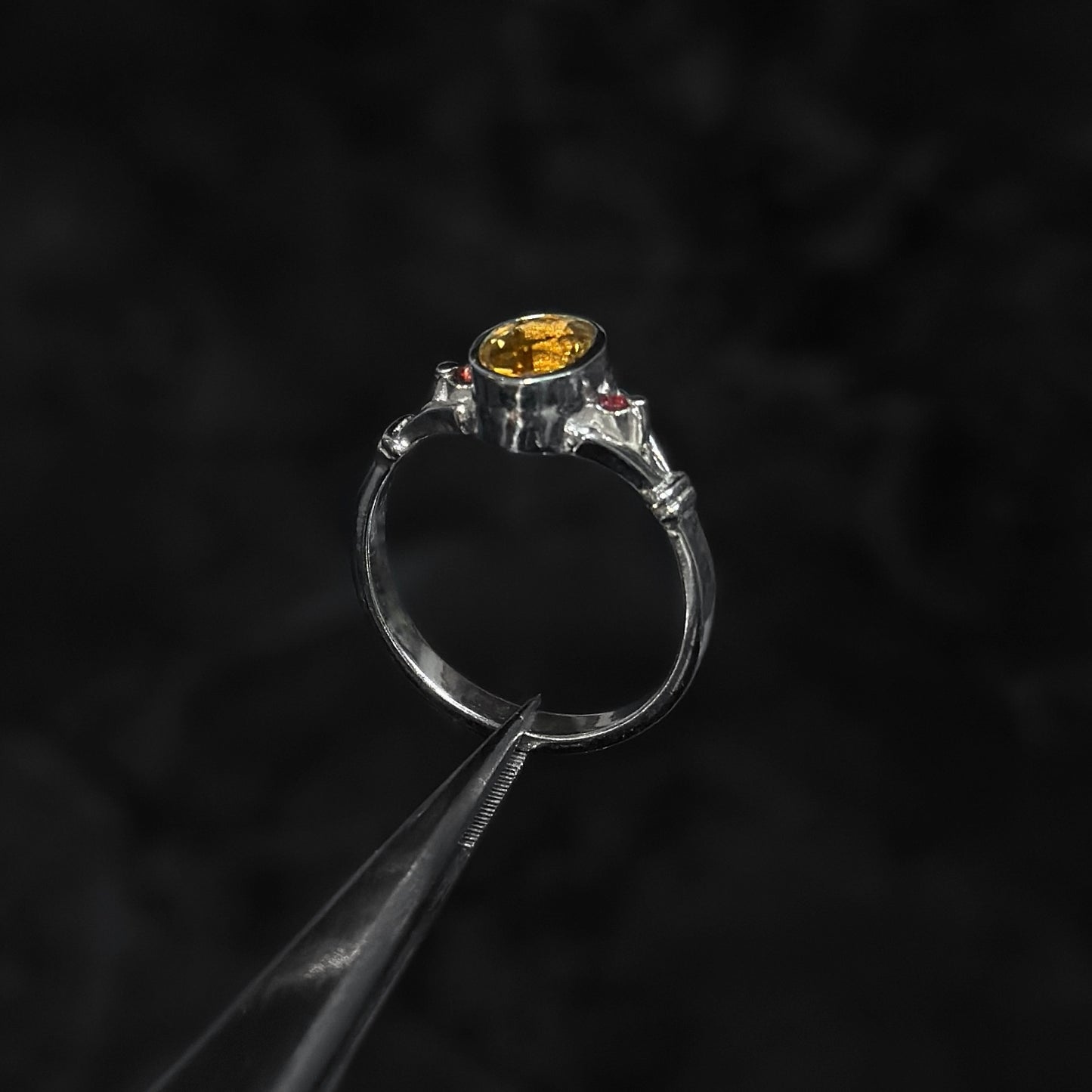 Anillo de Lujo #7 / Citrino & Turmalinas Naturales / Plata 925