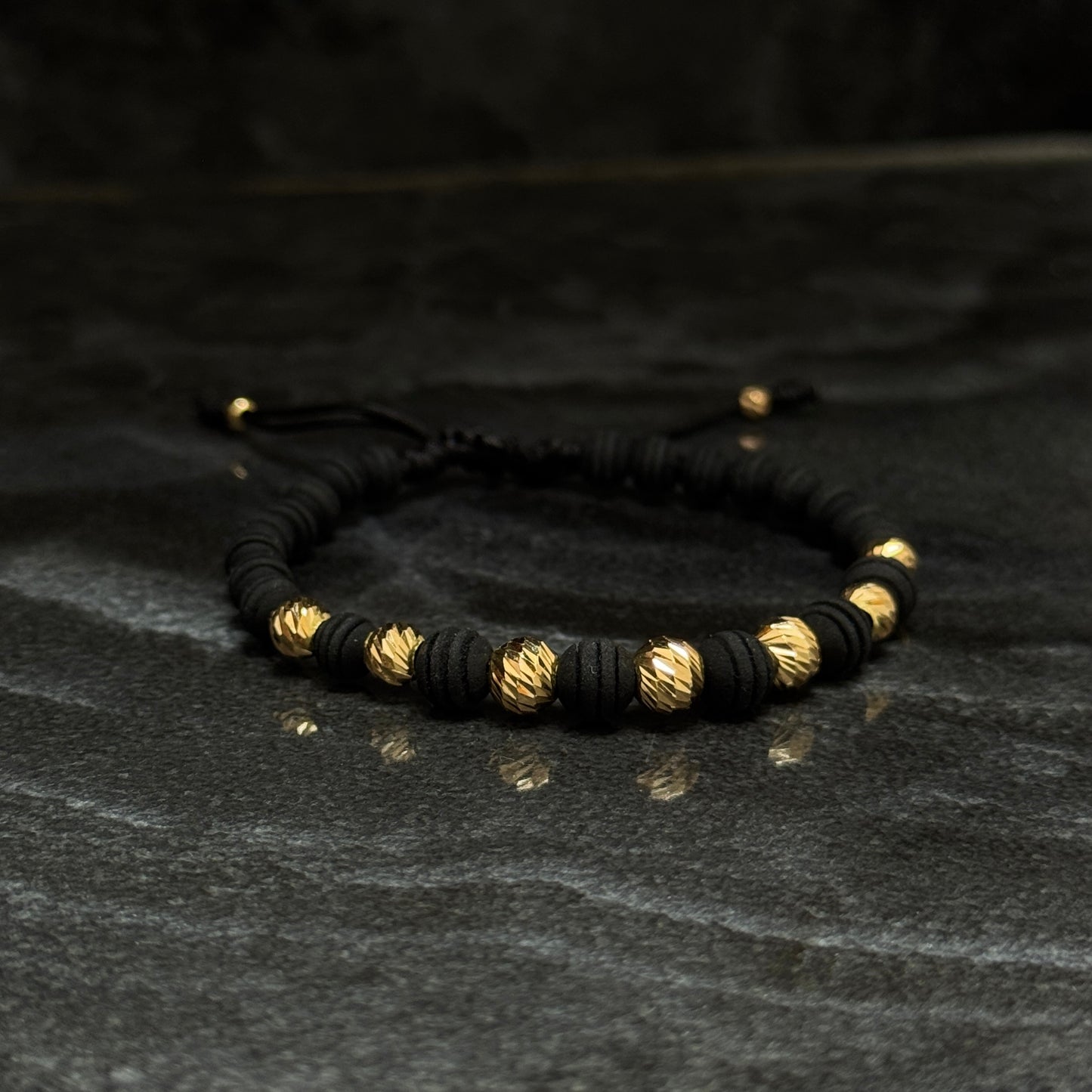 Woven Bracelet / 18K Gold Balls