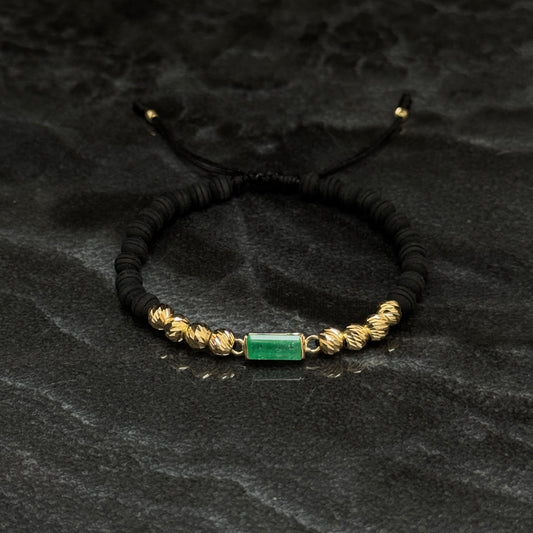 Pulsera Tejida / Esmeralda Colombiana / Oro 18K