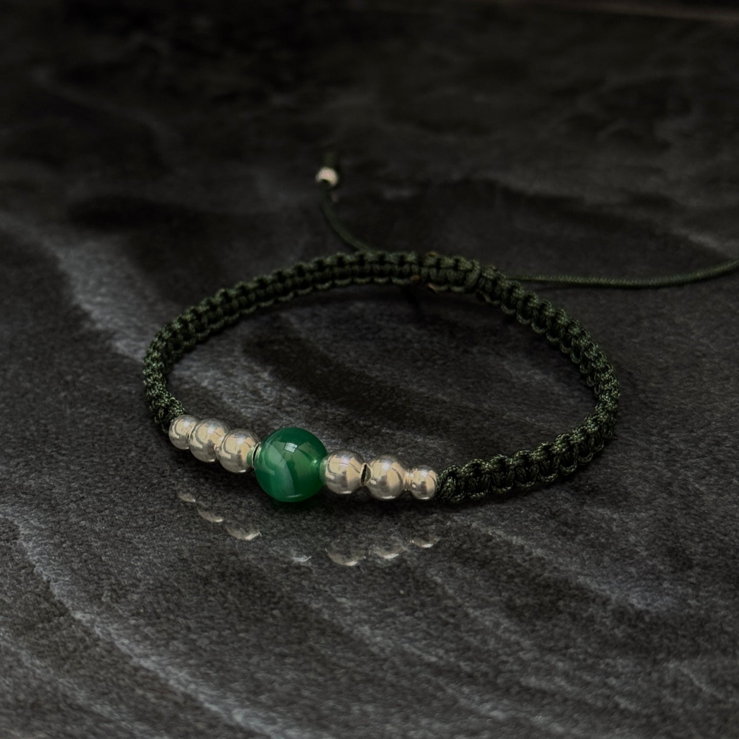 Woven Bracelet / Natural Stone / 925 Silver
