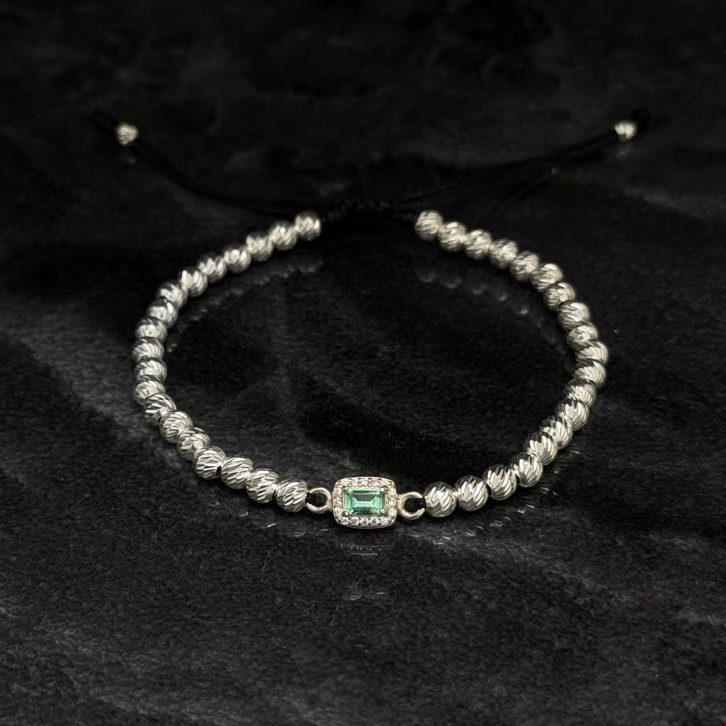 Pulsera Tejida / Esmeralda Colombiana / Plata 925