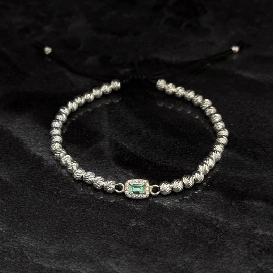 Pulsera Tejida / Esmeralda Colombiana / Plata 925