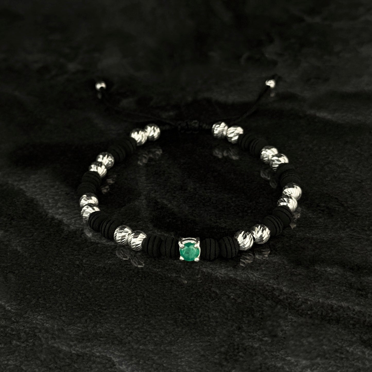 Pulsera Tejida / Esmeralda Colombiana / Plata 925