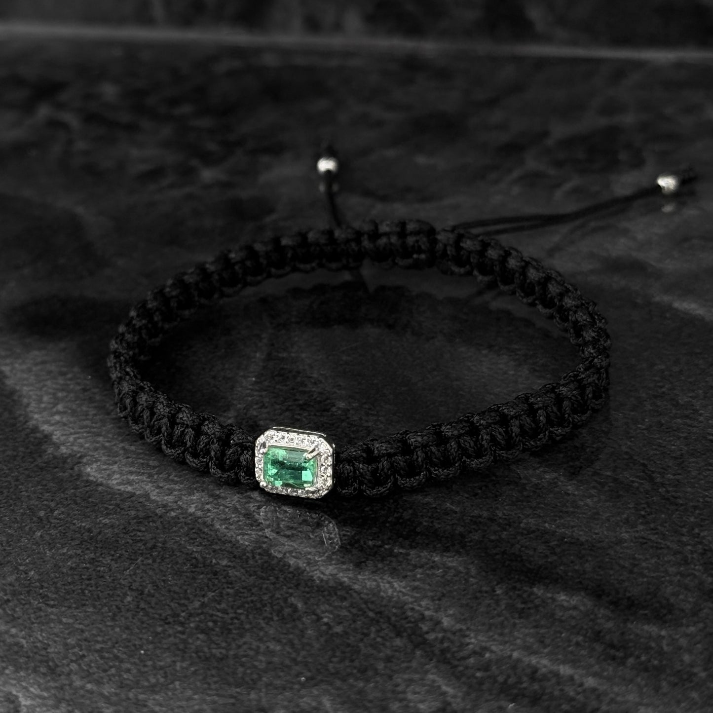 Pulsera Tejida / Esmeralda Colombiana / Plata 925
