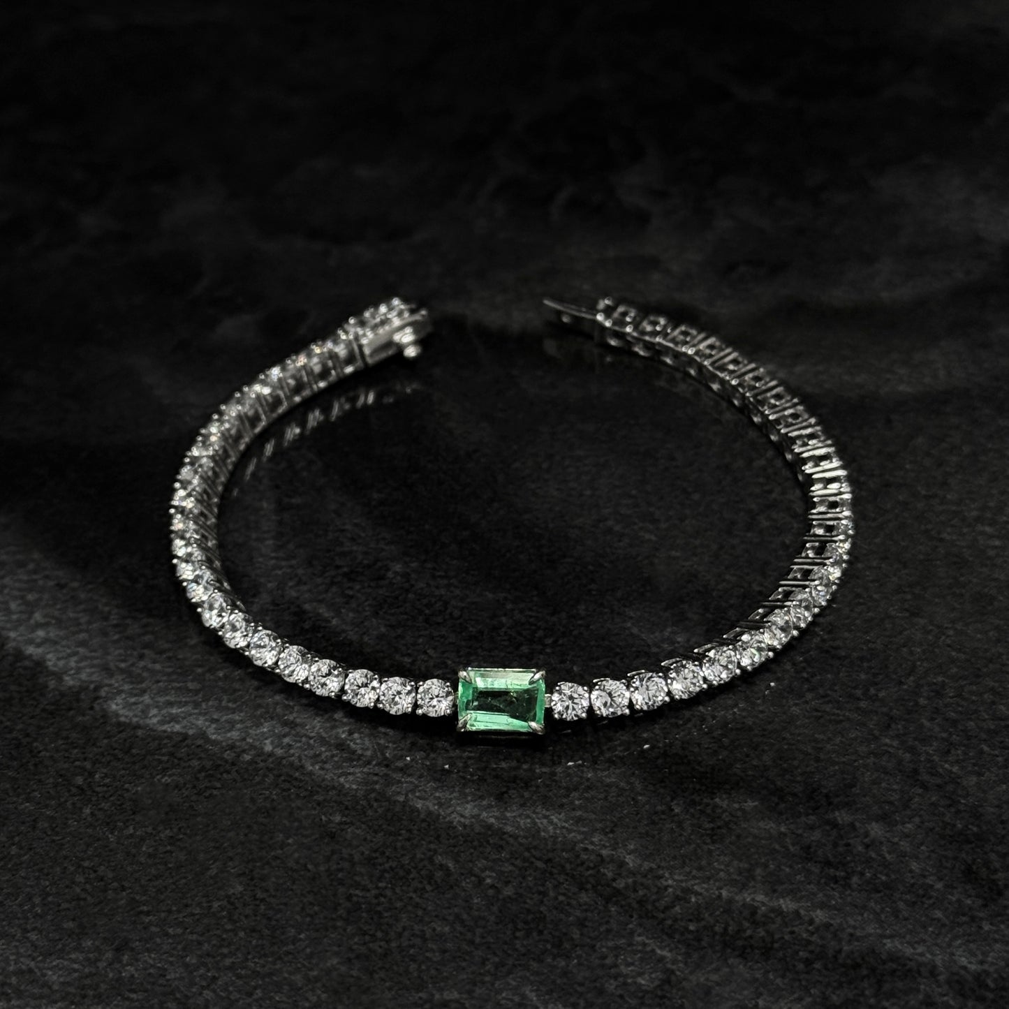 Pulsera Tenis Exclusiva / Esmeralda Colombiana / Circones / Plata 925