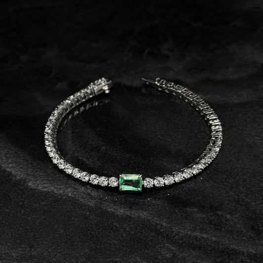 Pulsera Tenis Exclusiva / Esmeralda Colombiana / Circones / Plata 925