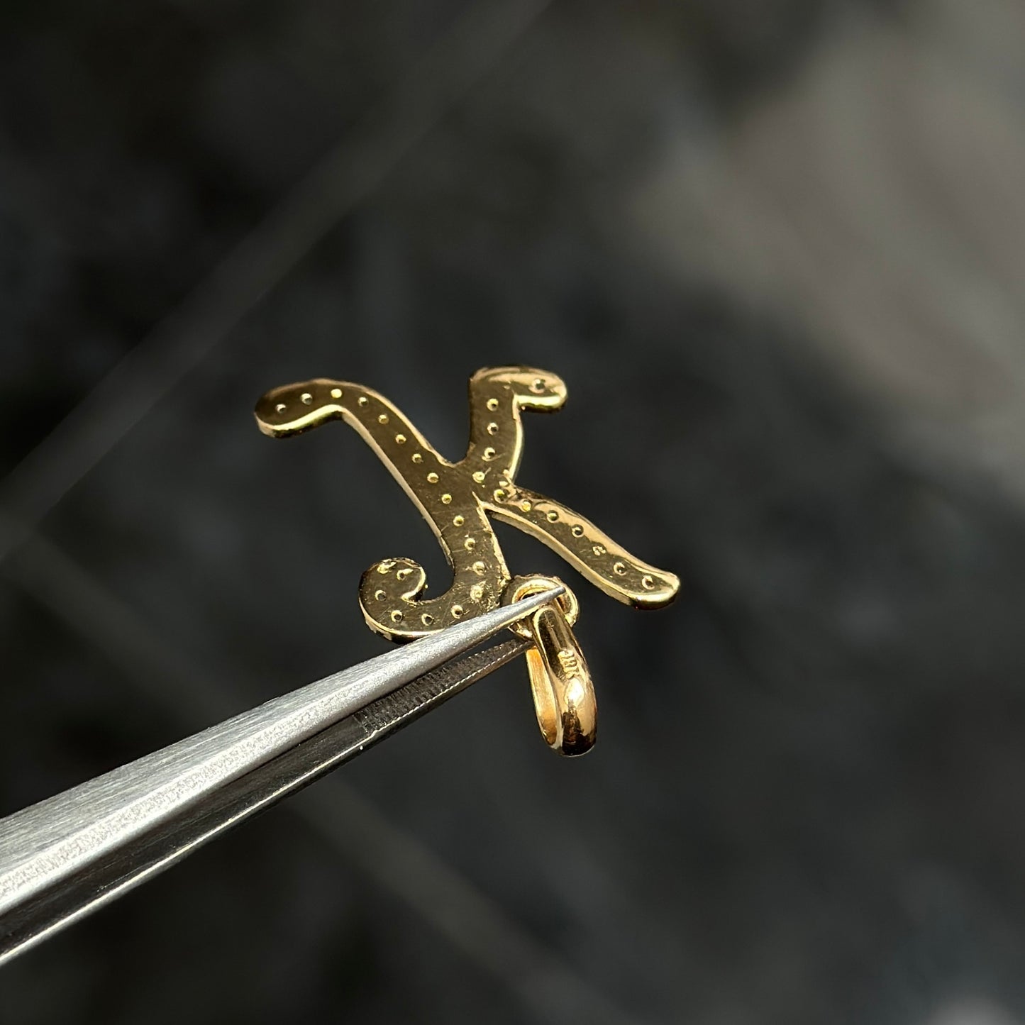 Initial “K” Pendant / Diamonds / 18K Gold