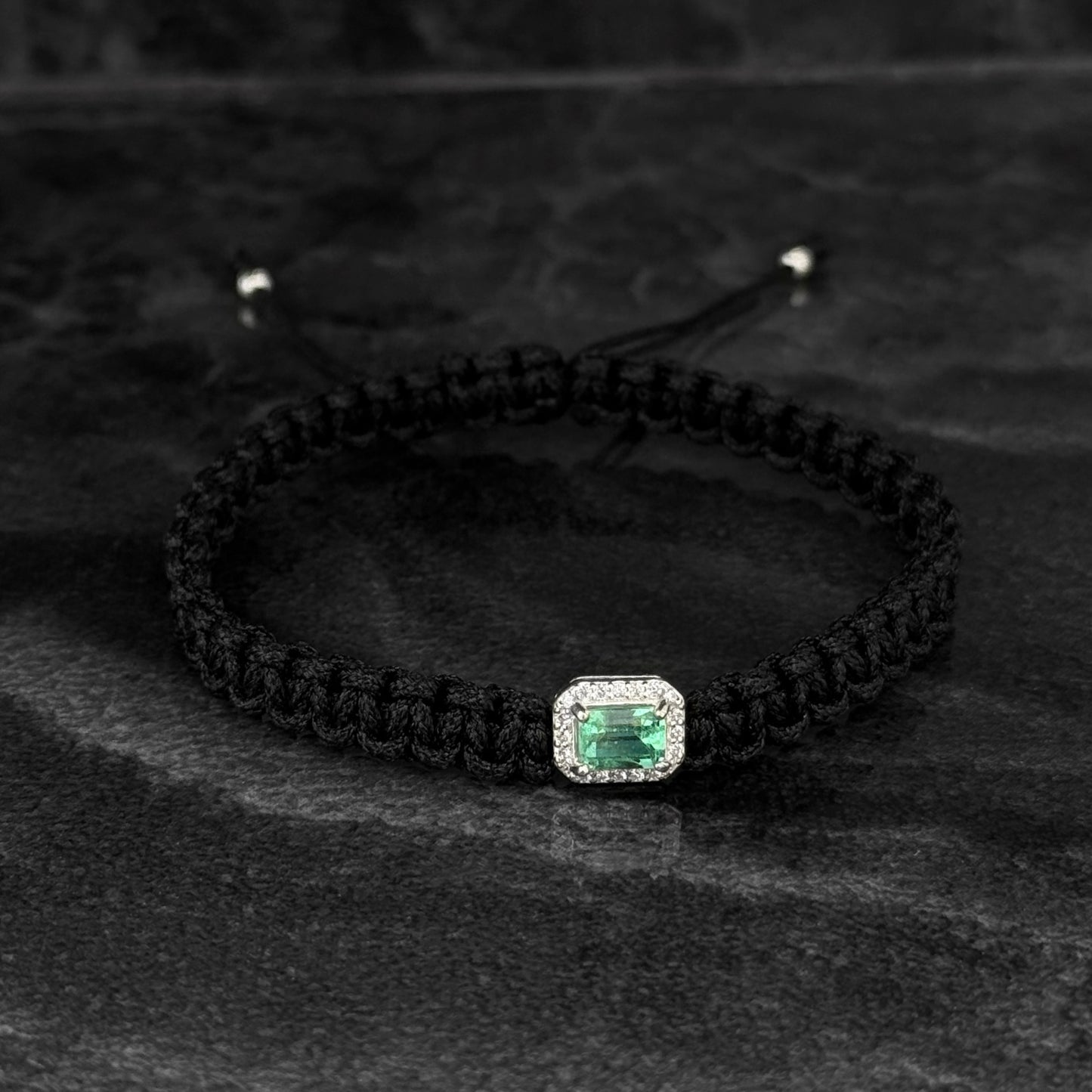Pulsera Tejida / Esmeralda Colombiana / Plata 925