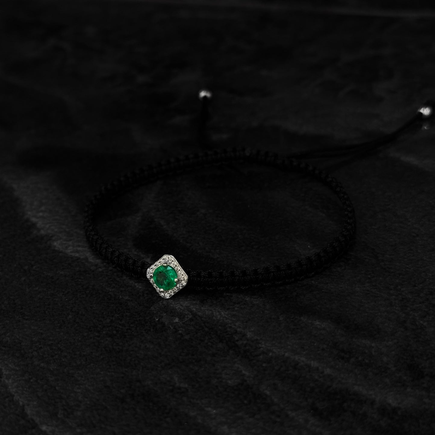 Pulsera Tejida de Lujo / Esmeralda Colombiana / Plata 925