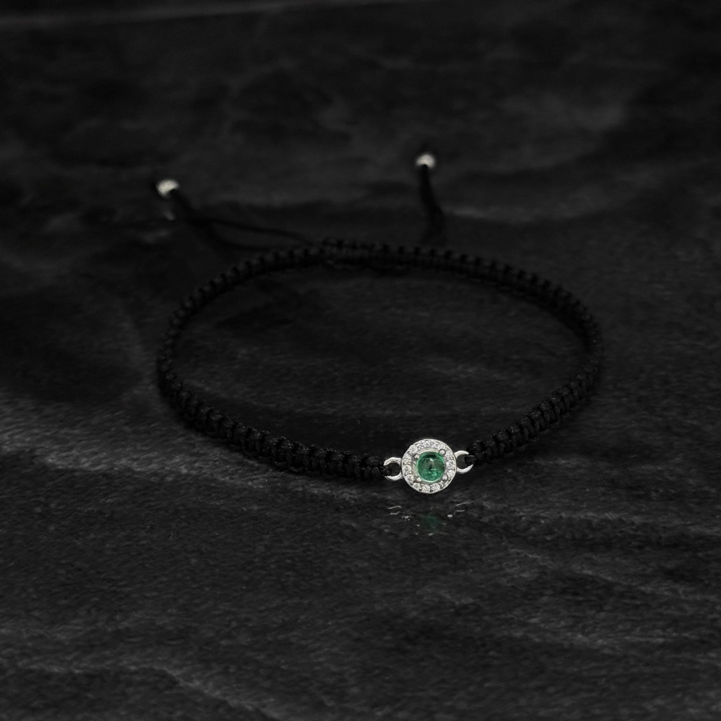 Pulsera Tejida / Esmeralda Colombiana / Plata 925