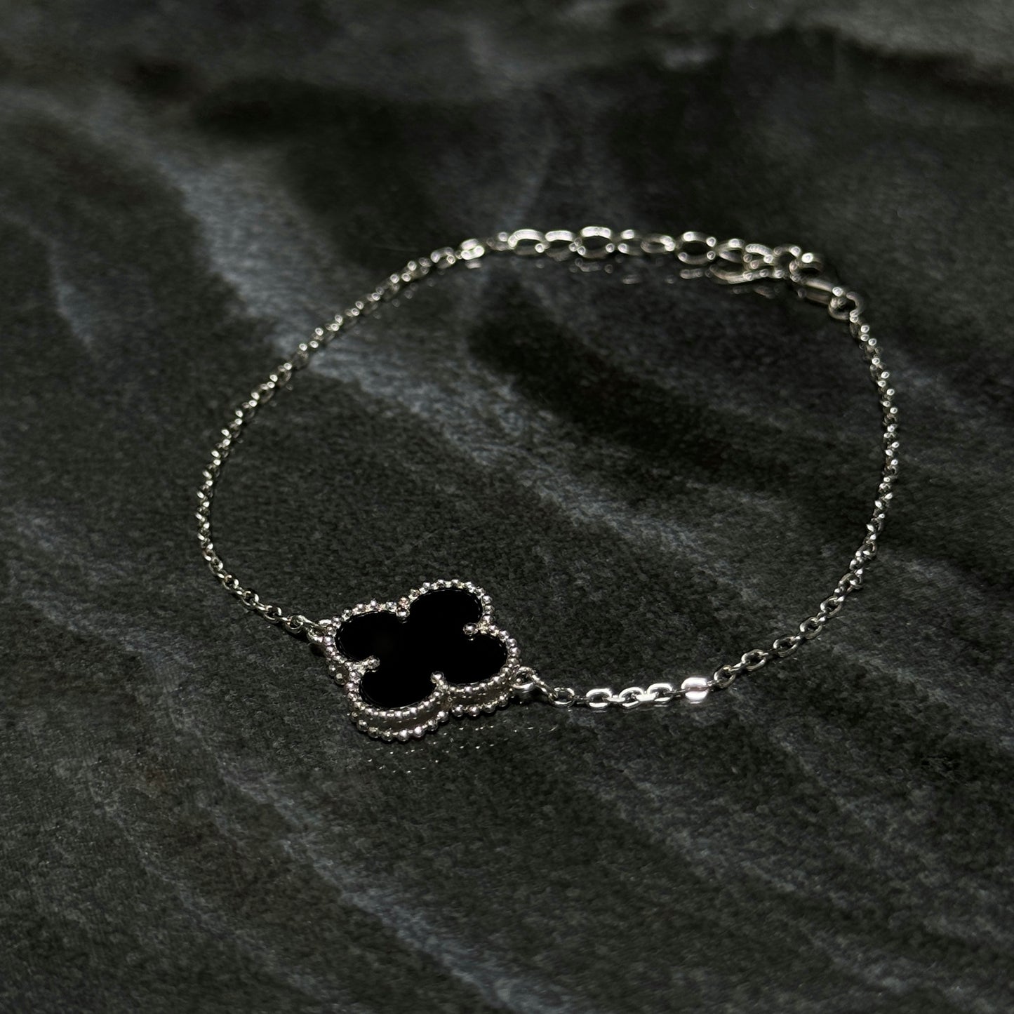 Lucky Clover Bracelet / Solo Black / 925 Silver