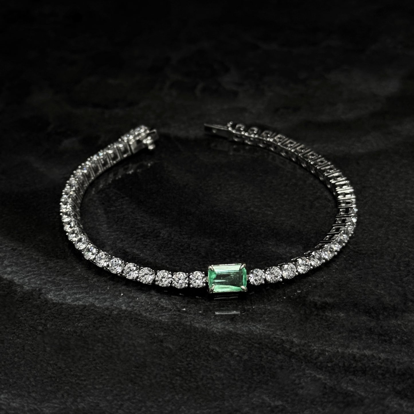 Pulsera Tenis Exclusiva / Esmeralda Colombiana / Circones / Plata 925