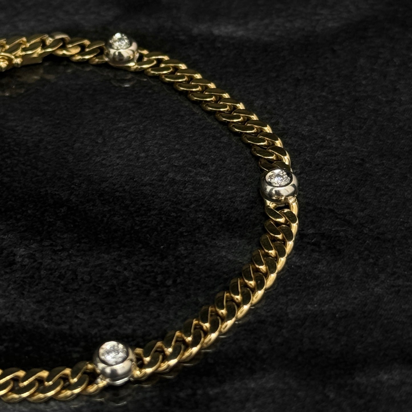 Pulsera Cubana Alta Joyería / Diamantes Naturales / Oro 18K