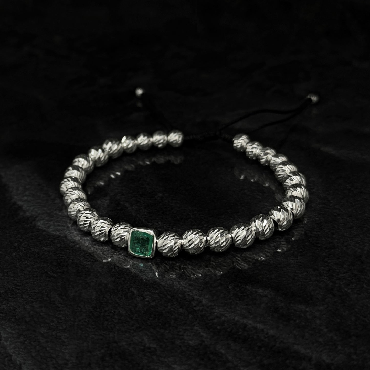 Pulsera Tejida Exclusiva / Esmeralda Colombiana / Plata 925