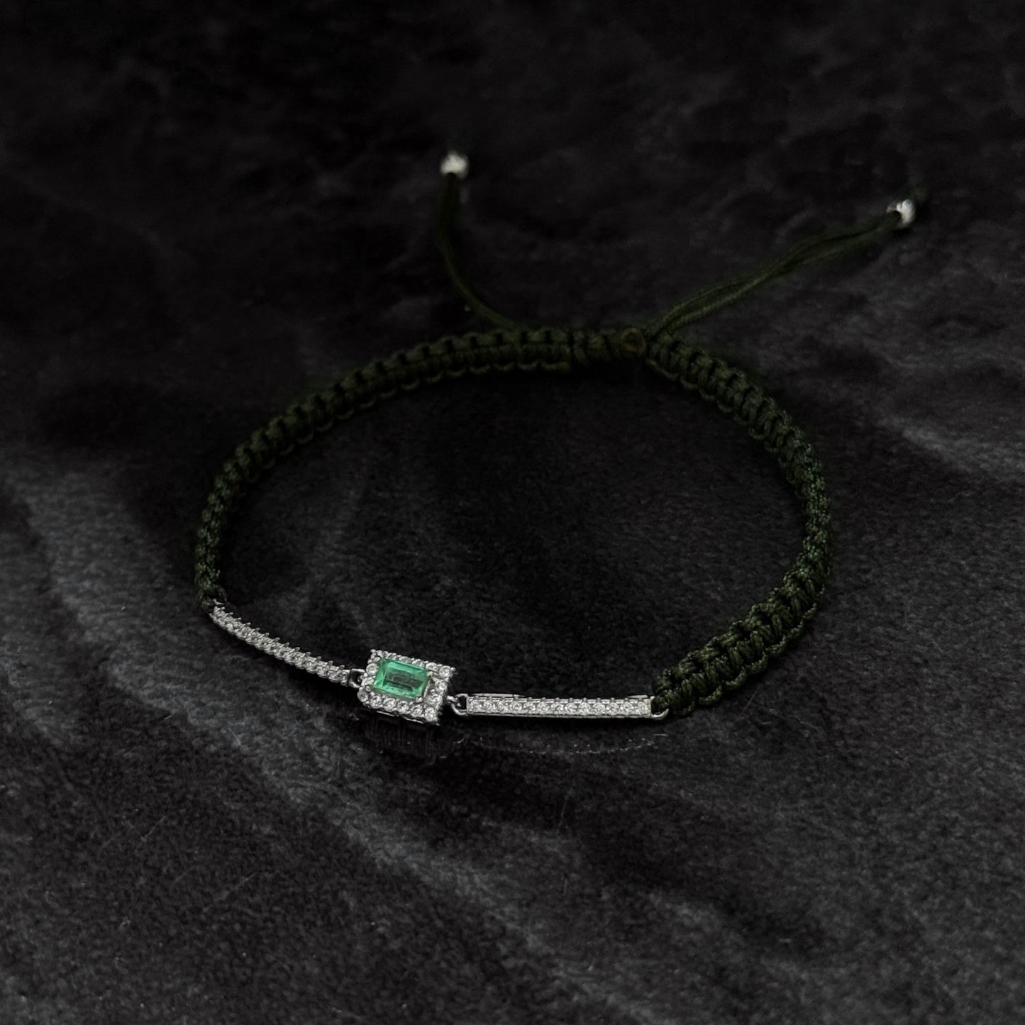 Pulsera Tejida Exclusiva / Esmeralda Colombiana / Plata 925