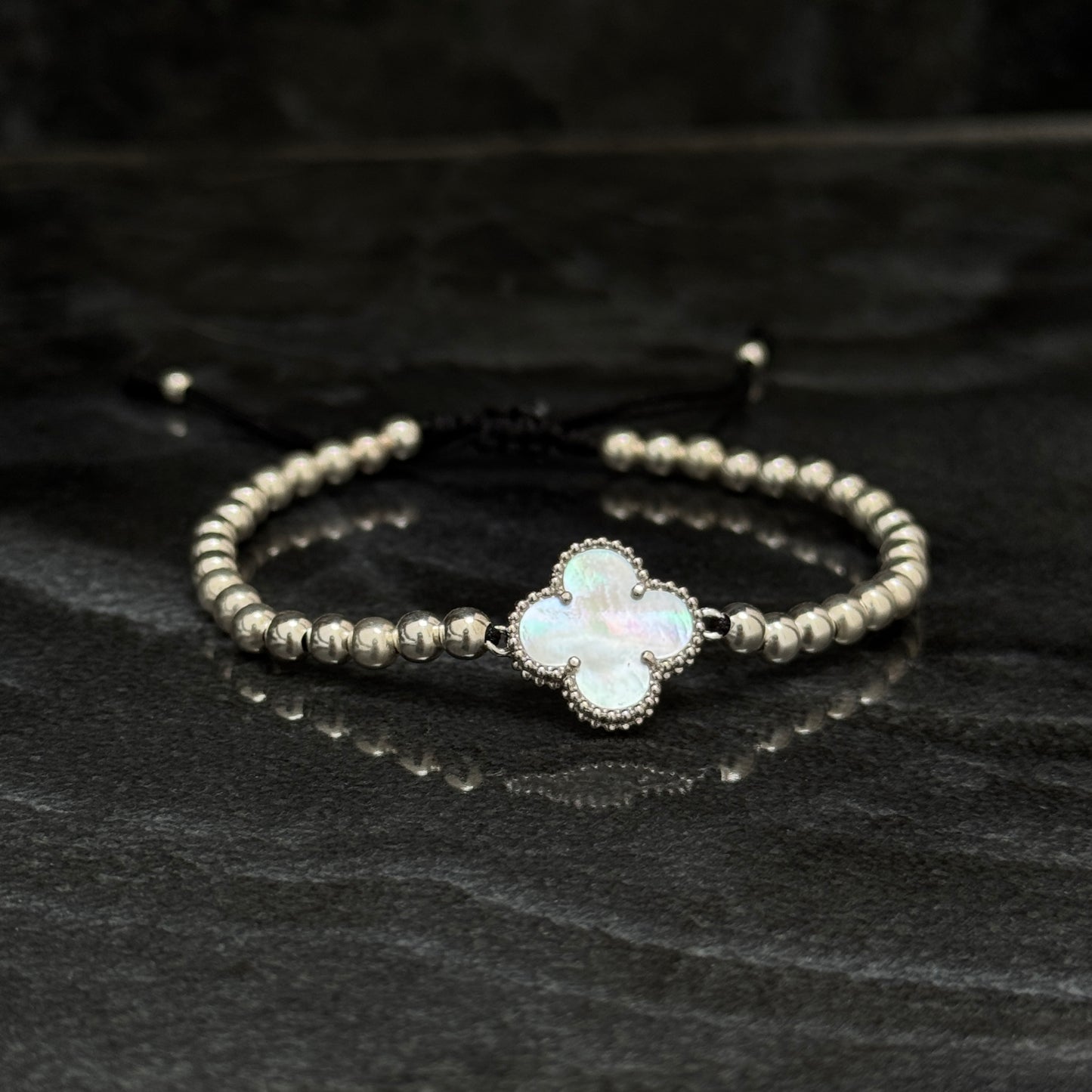 Lucky Clover Bracelet / White / 925 Silver