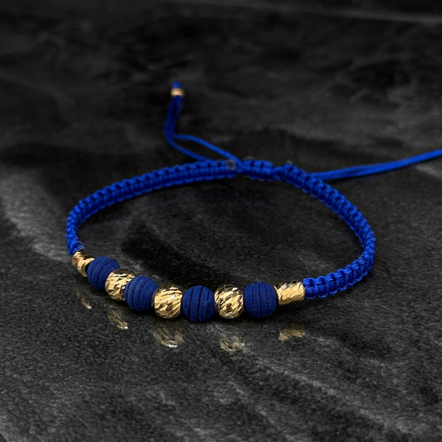 Pulsera Tejida Exclusiva / Cilindros & Balines Oro 18K