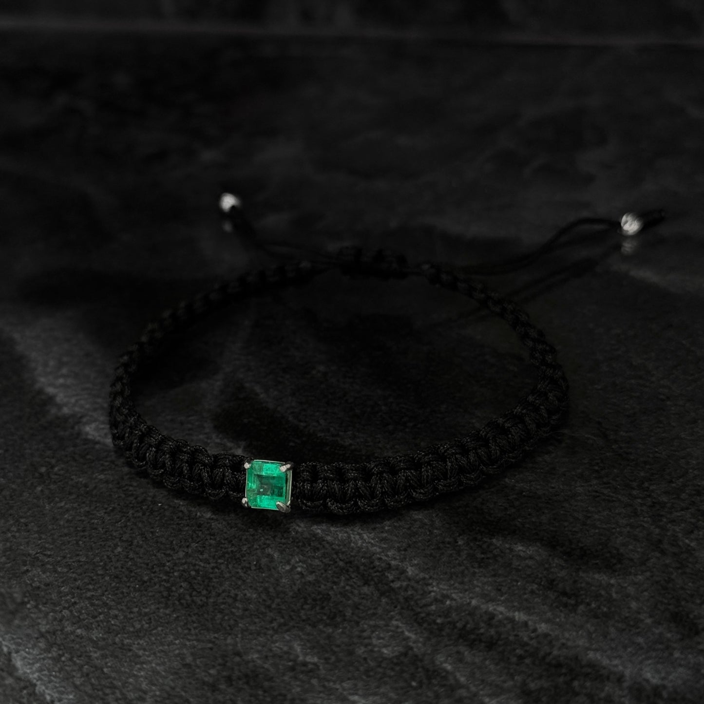 Pulsera Tejida / Esmeralda Colombiana / Plata 925